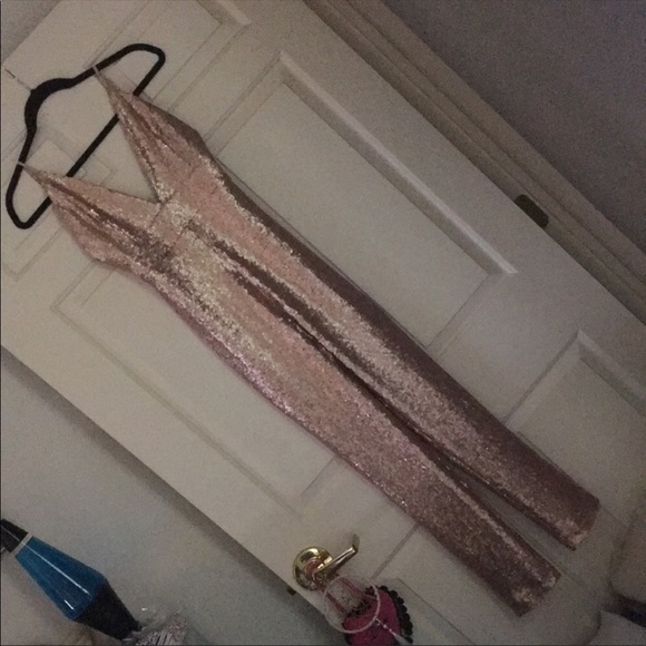 Forever 21 Pants & Jumpsuits Nwot Rose Gold Sequin Jumpsuit Poshmark